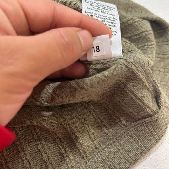 Free Assembly Olive Green Ribbed Button Front Tank Top Size Medium | Peplum Draw - Picture 8 of 9